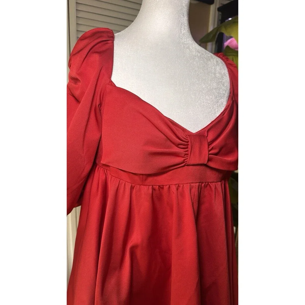 Kate Spade Bow Front Babydoll Mini Dress Women’s Puff Sleeve Fit & Flare Size 8